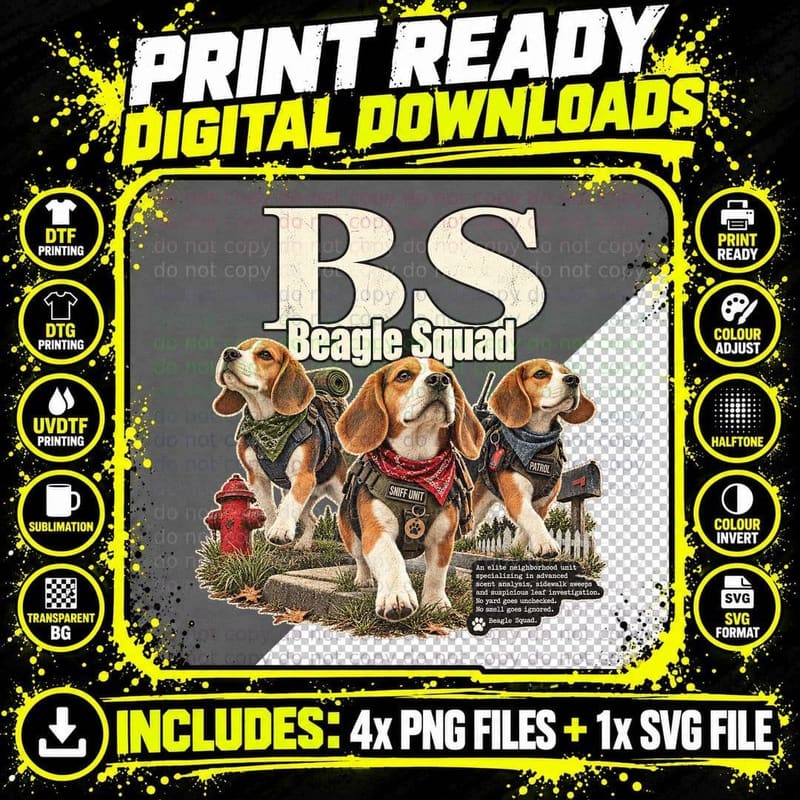 BS Beagle Squad Shirt Funny Beagle Lover Dog Patrol Png SVG Digital Bundle