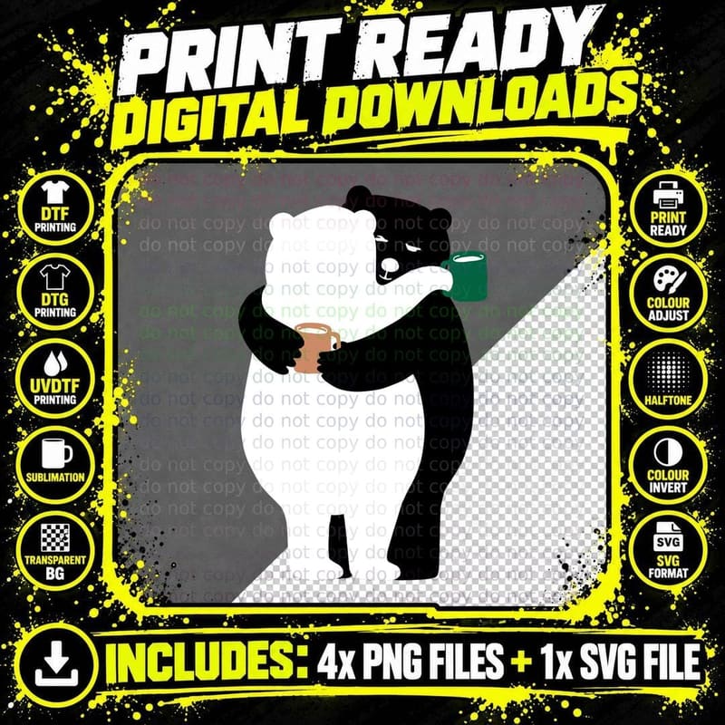 Bear Hugs & Coffee T-Shirt Png SVG Digital Bundle