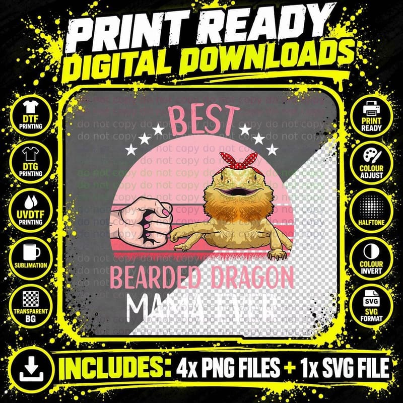 Bearded Dragon Fist Bump T-Shirt, Pet Lover Apparel Png SVG Digital Bundle