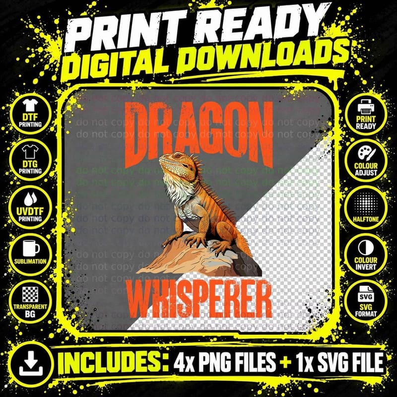 Bearded Dragon Pogona Reptile T-Shirt, Dragon Whisperer Png SVG Digital Bundle