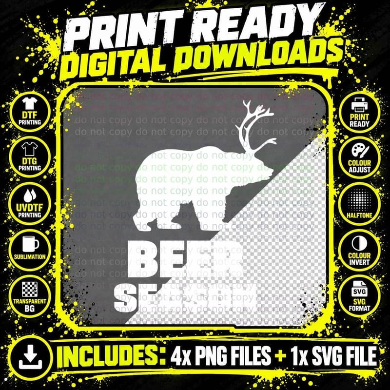 Beer Season - Bear + Deer = Beer 1 T-Shirt Png SVG Digital Bundle