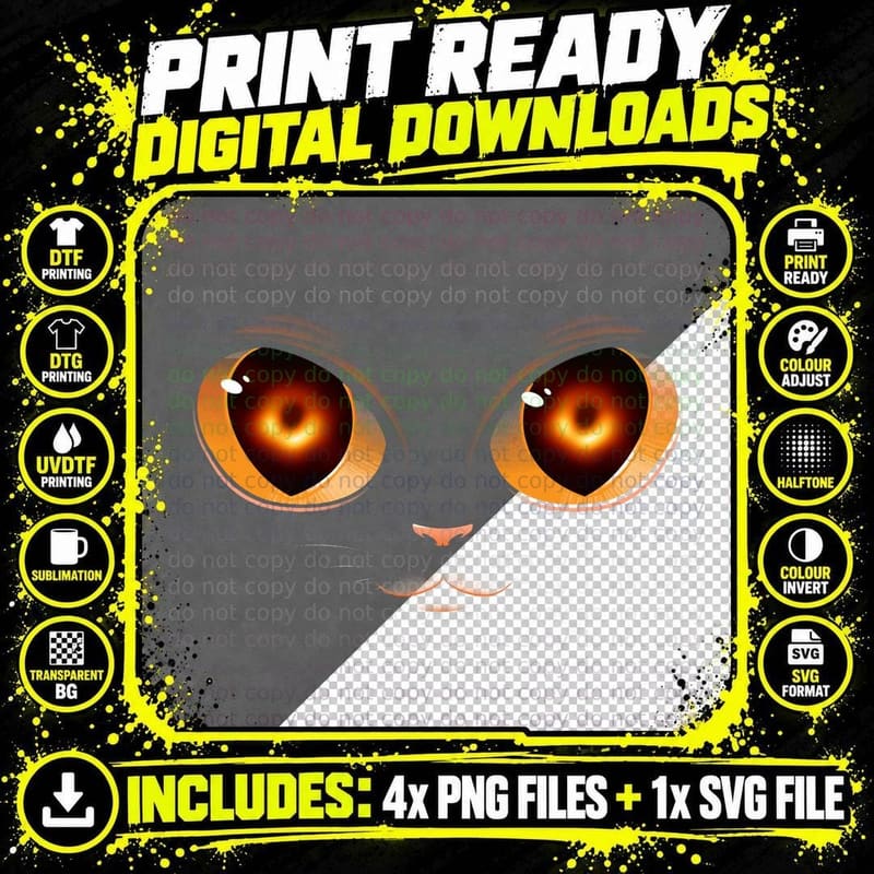 Black Hole Cat T-Shirt Png SVG Digital Bundle