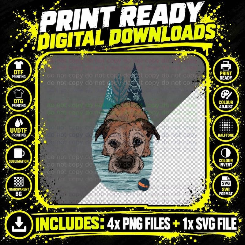 Border Terrier T-Shirt, Animal Lover Apparel Png SVG Digital Bundle