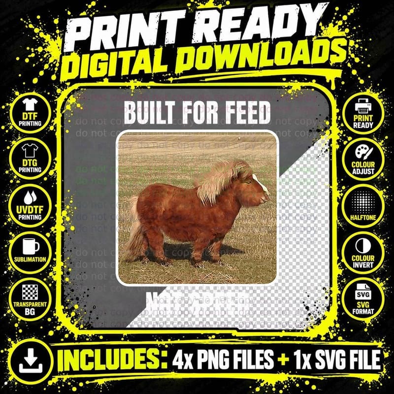 Built for Feed Not Speed with Chubby Mini Horse T-Shirt Png SVG Digital Bundle
