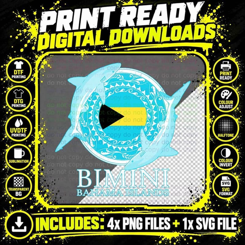 Caribbean Reef Sharks Bimini Shark Diving Bahama Islands Png SVG Digital Bundle