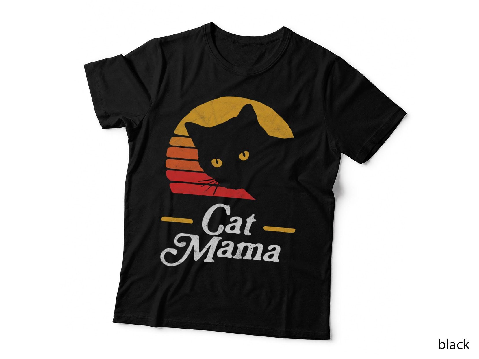 Cat Mama Vintage Eighties Style Cat Retro Distressed T-Shirt