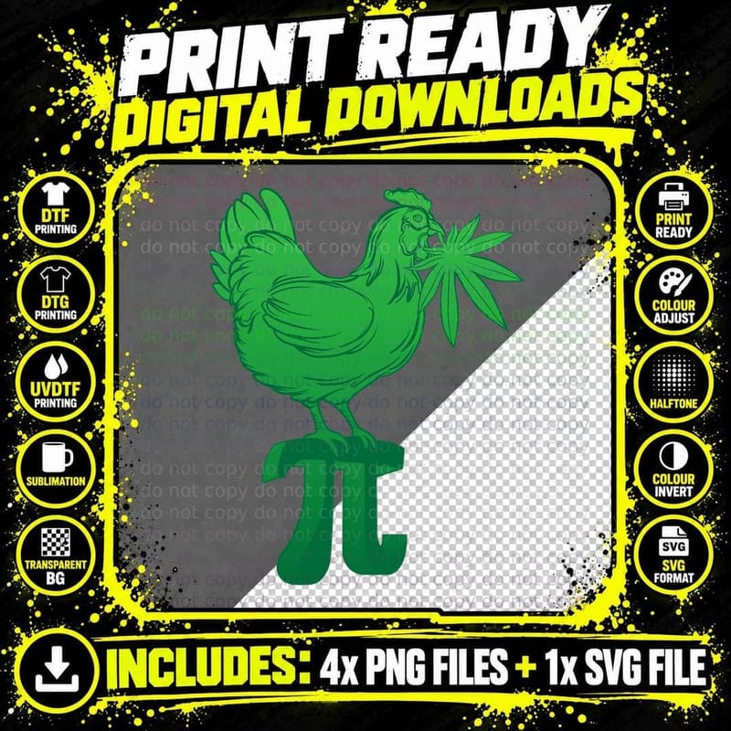 Chicken Pot Pie Pi Leaf Funny Stoner 420 Weed Marijuana Png SVG Digital Bundle