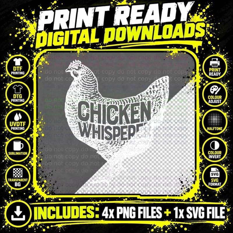 Chicken Whisperer Funny Farming Farm Poultry Gifts for Png SVG Digital Bundle