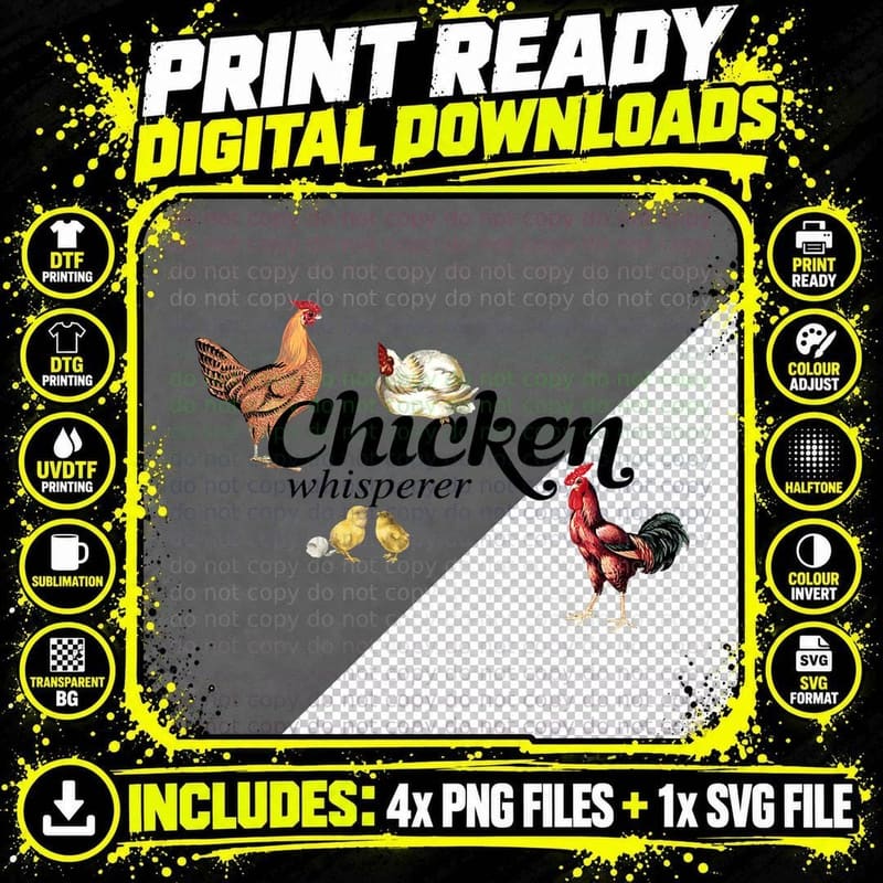 Chicken Whisperer I Love My Pet Chickens Png SVG Digital Bundle