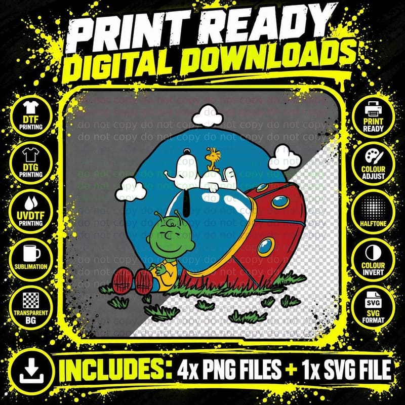Comic Dog Extraterrestrial T-Shirt, Funny Pet Tee Png SVG Digital Bundle