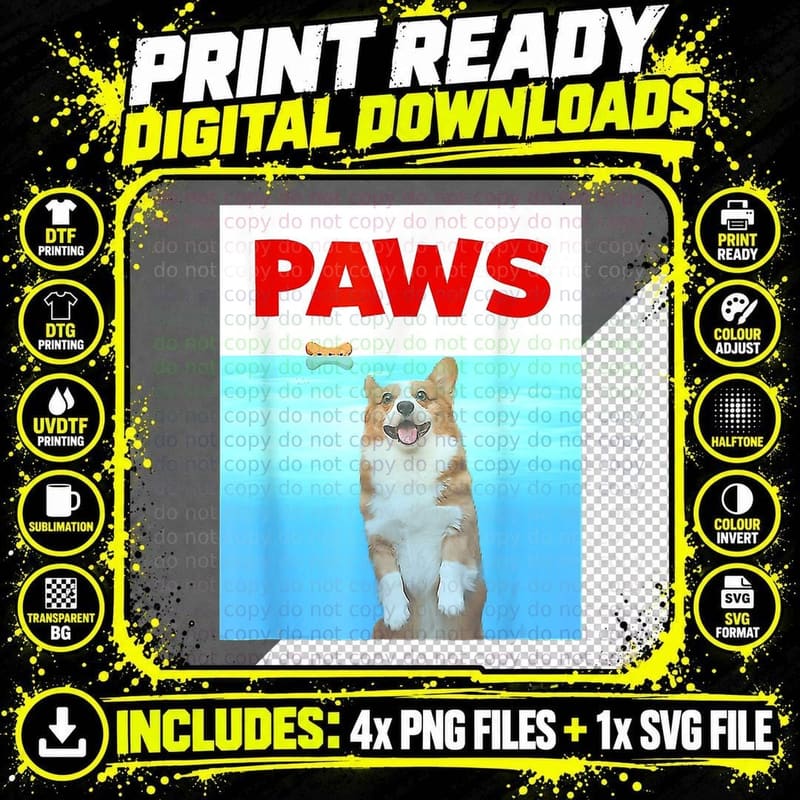 Corgi Paws T-Shirt, Pet Lover Apparel, Dog Lovers Gift Png SVG Digital Bundle