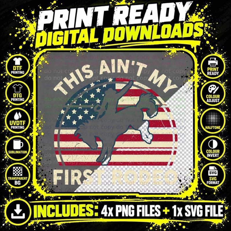 Cowboy T Shirt This Ain't My First-Rodeo Western Horse Png SVG Digital Bundle