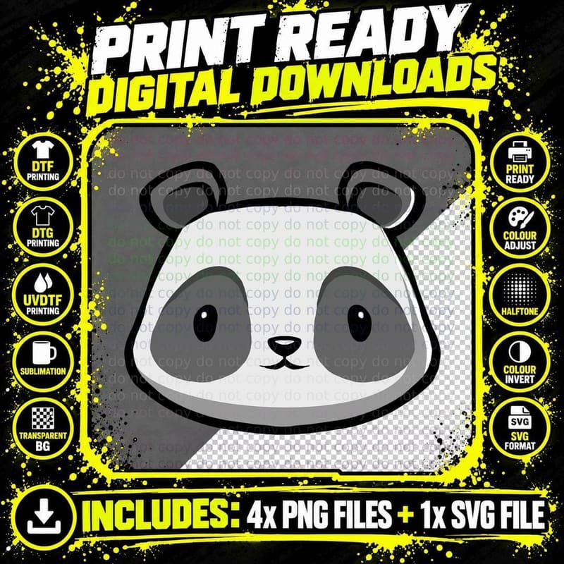 Cute Kids Panda T-Shirt Png SVG Digital Bundle