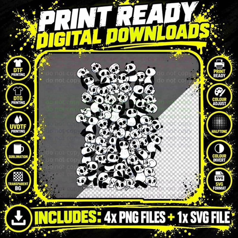 Dia De Los Muertos Panda Party T-Shirt Png SVG Digital Bundle