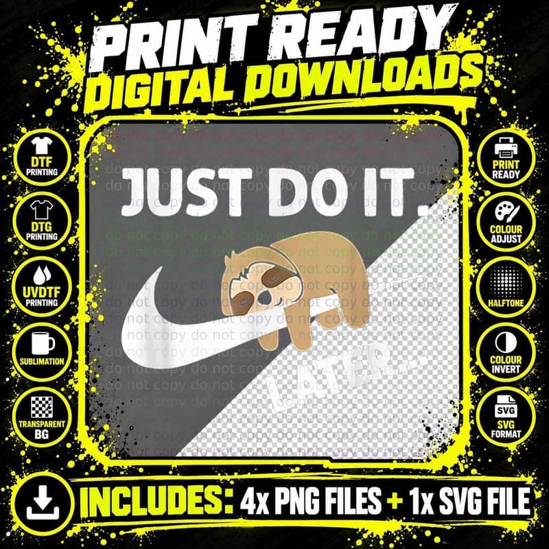 Do It Later Funny Sleepy Sloth for Lazy Sloth Lover Png SVG Digital Bundle