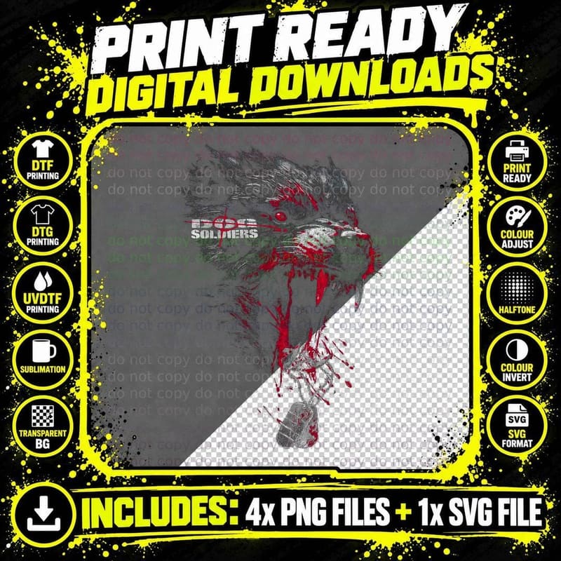 Dog Soldier T-Shirt, Military Animal Print Png SVG Digital Bundle