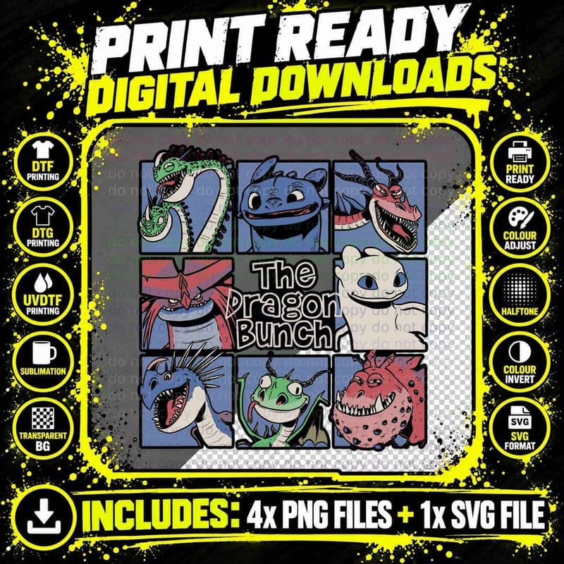 Dragon Friends T-Shirt, Fantasy Art Tee Png SVG Digital Bundle