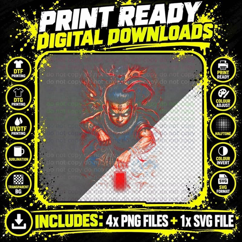 Dragon Warrior T-Shirt, Fantasy Art Print Png SVG Digital Bundle