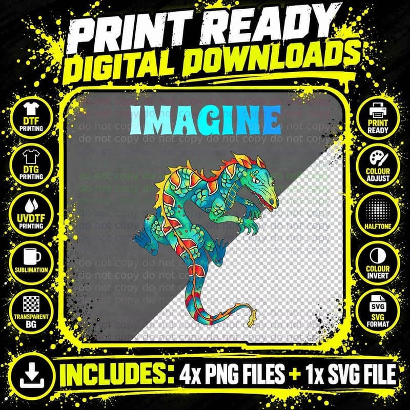 Fantasy Dragon Retro Tattoo Style Niche Fantasy Png SVG Digital Bundle