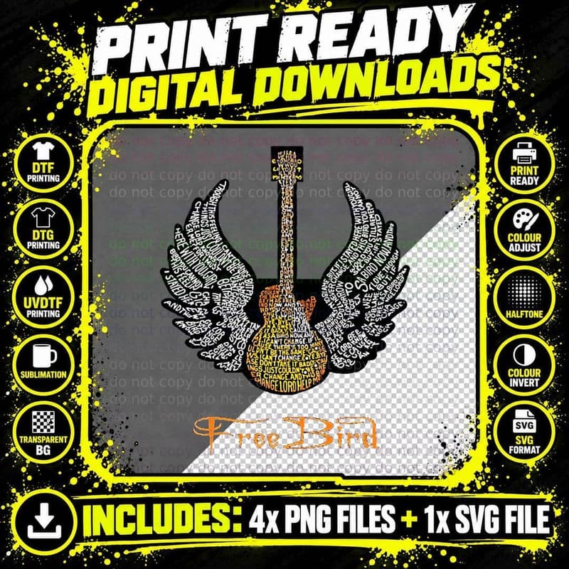 Free Bird Classic T-Shirt Png SVG Digital Bundle