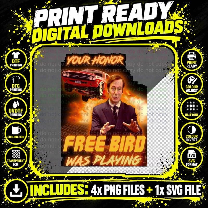 Free Bird Playing T-Shirt, Music Lover Style Png SVG Digital Bundle