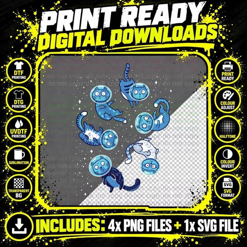 Galaxy Cats, Apparel, Gift Apparel T-Shirt Png SVG Digital Bundle