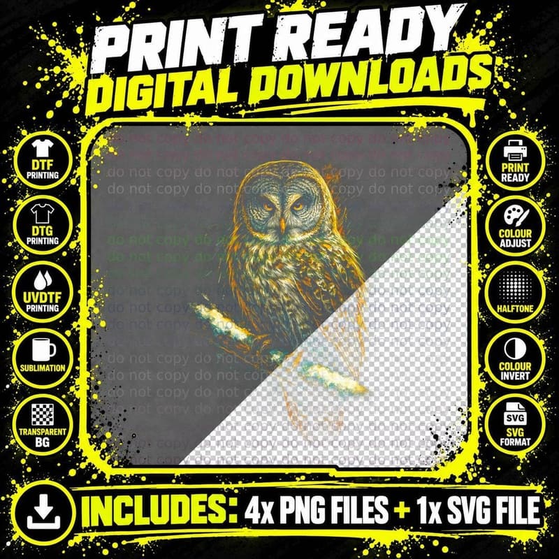 Great Horned Owl T-Shirt, Bird Photography Print Png SVG Digital Bundle