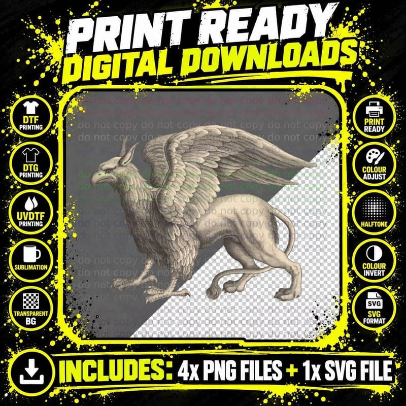 Griffin Eagle Lion Medieval Bird Mythical Creature Png SVG Digital Bundle