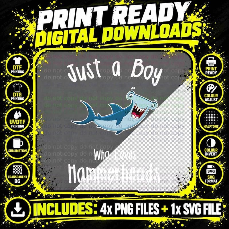 Hammerhead Shark T-Shirt, Animal Lover Apparel Png SVG Digital Bundle