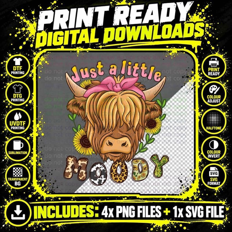 Highland Cow Scottish Highland Cow T-Shirt Png SVG Digital Bundle