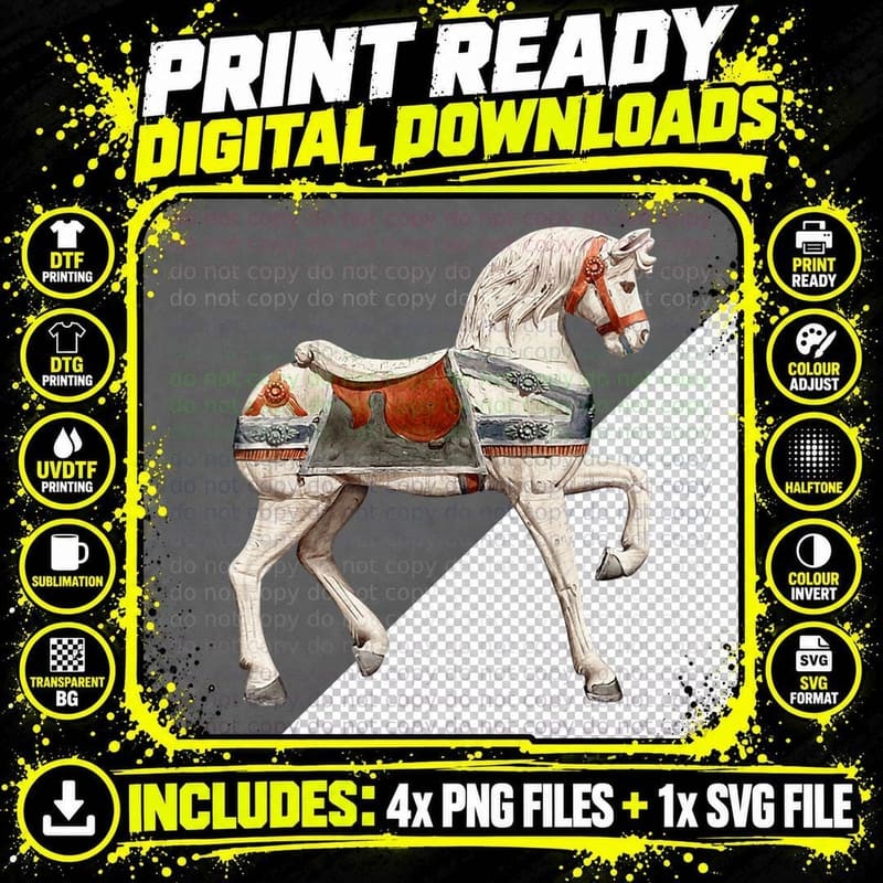 Horse Carousel T-Shirt Png SVG Digital Bundle