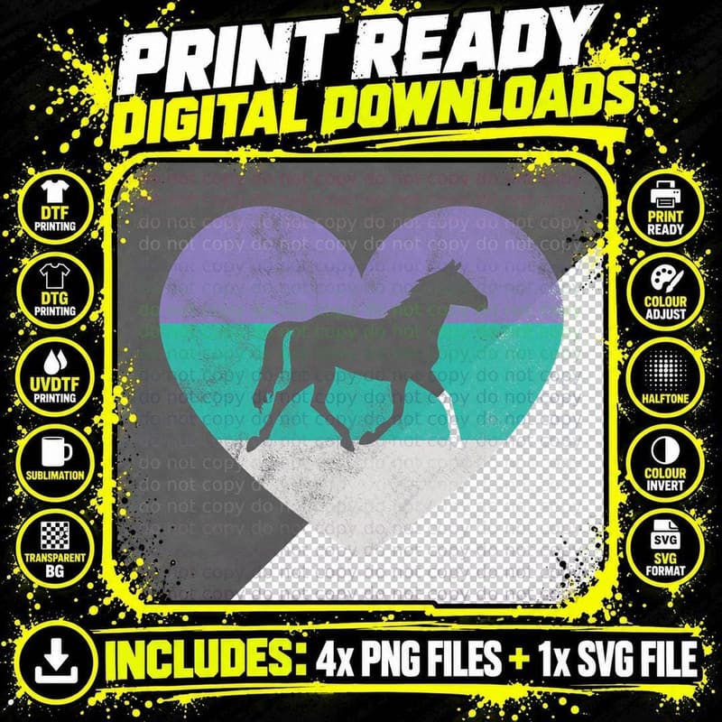 Horse Gift Shirt for Women & Girls Retro Vintage Cute Png SVG Digital Bundle