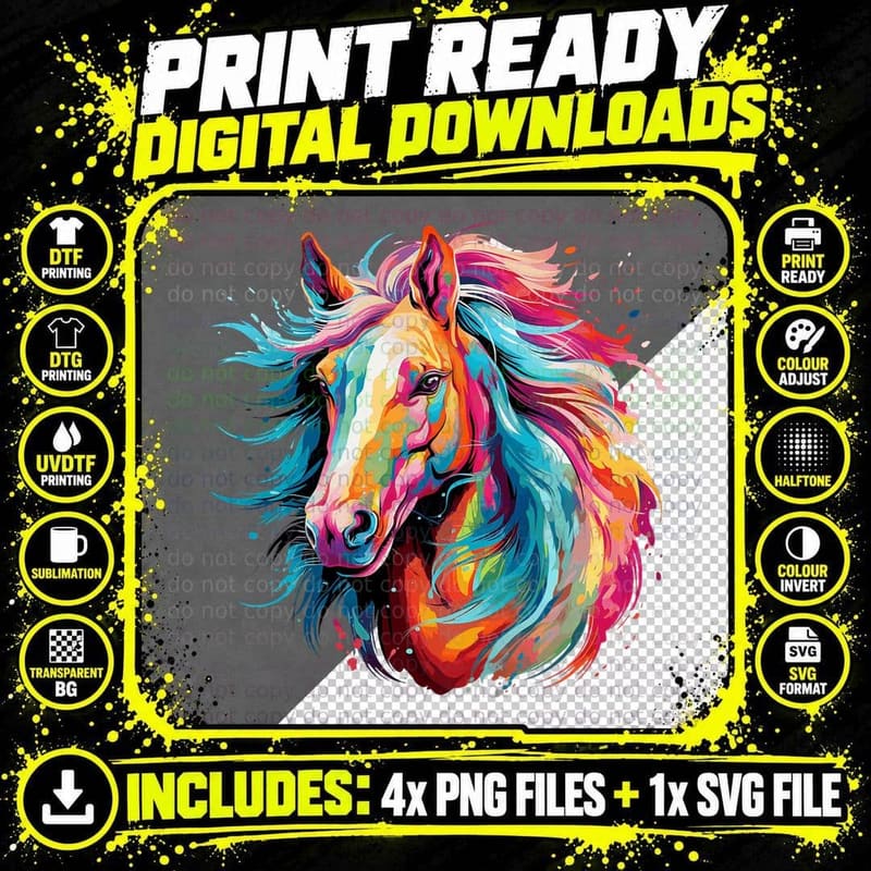 Horse Tie Dye T-Shirt Png SVG Digital Bundle