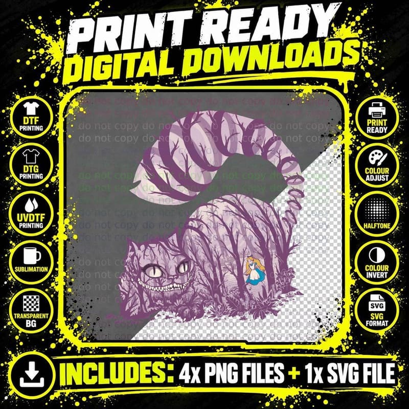 Inside Wonderland (Cheshire Cat) T-Shirt Png SVG Digital Bundle