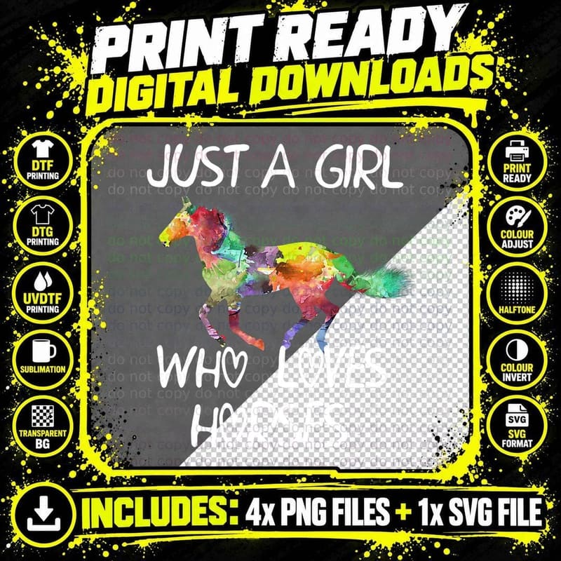 Just a Girl Who Loves Horses Cute Design Beautiful Horse Png SVG Digital Bundle