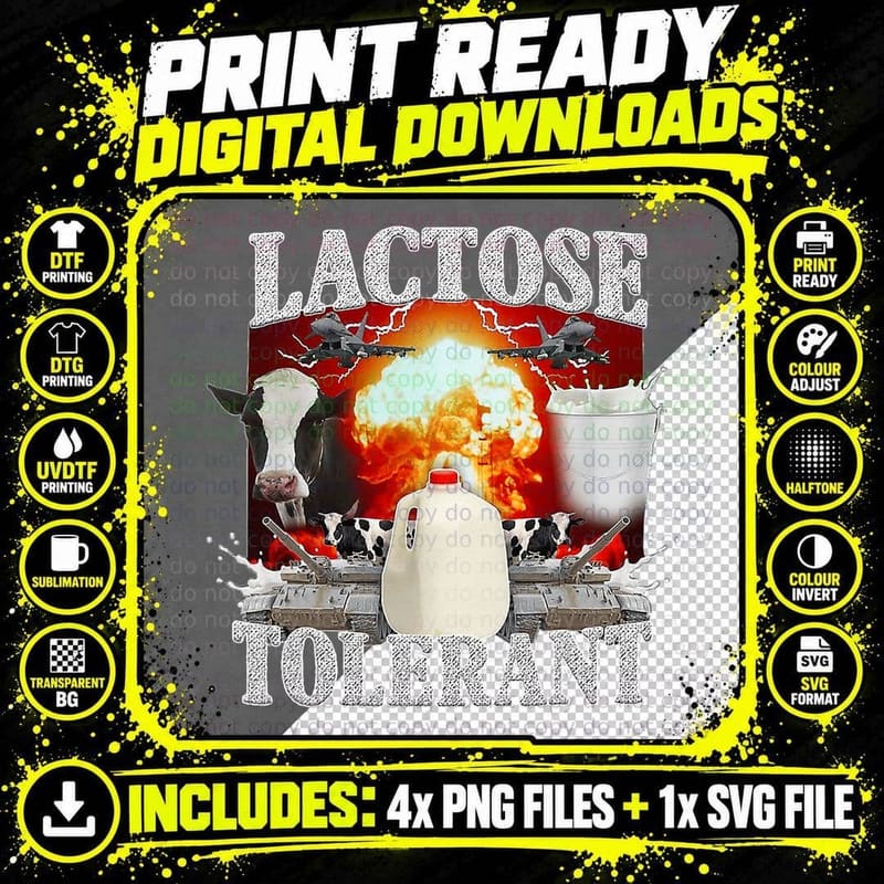 Lactose Tolerant Milk Jug Tee, Mushroom Cloud Cow Tank Png SVG Digital Bundle