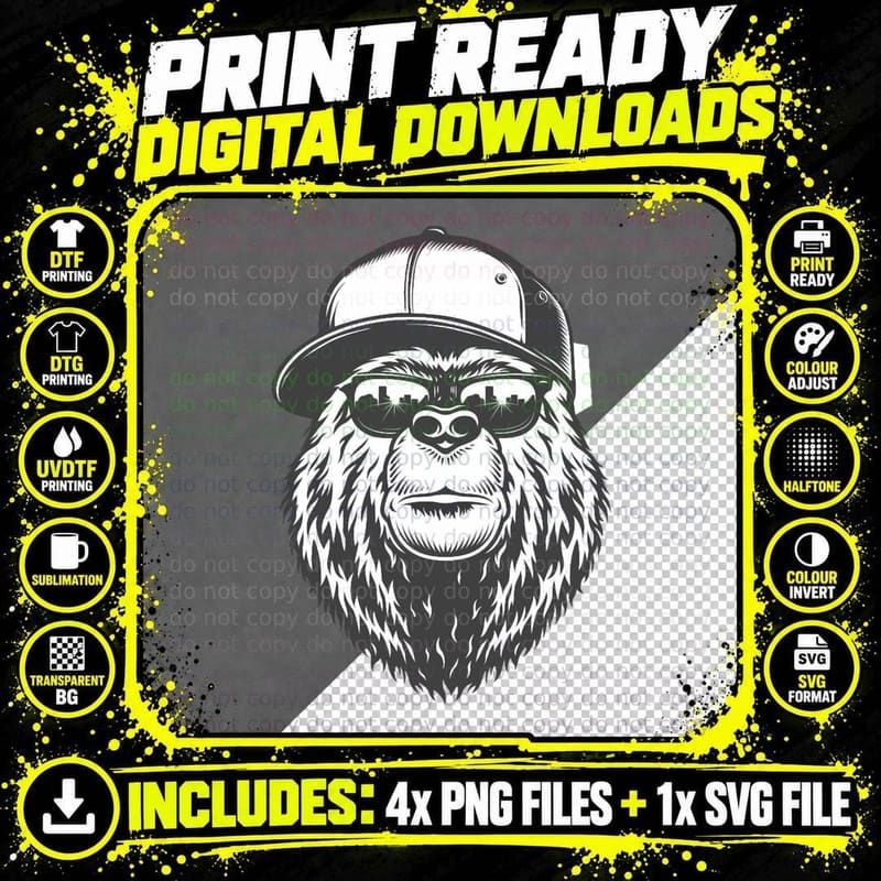 Legendary Animals Grizzly Bear T-Shirt Png SVG Digital Bundle