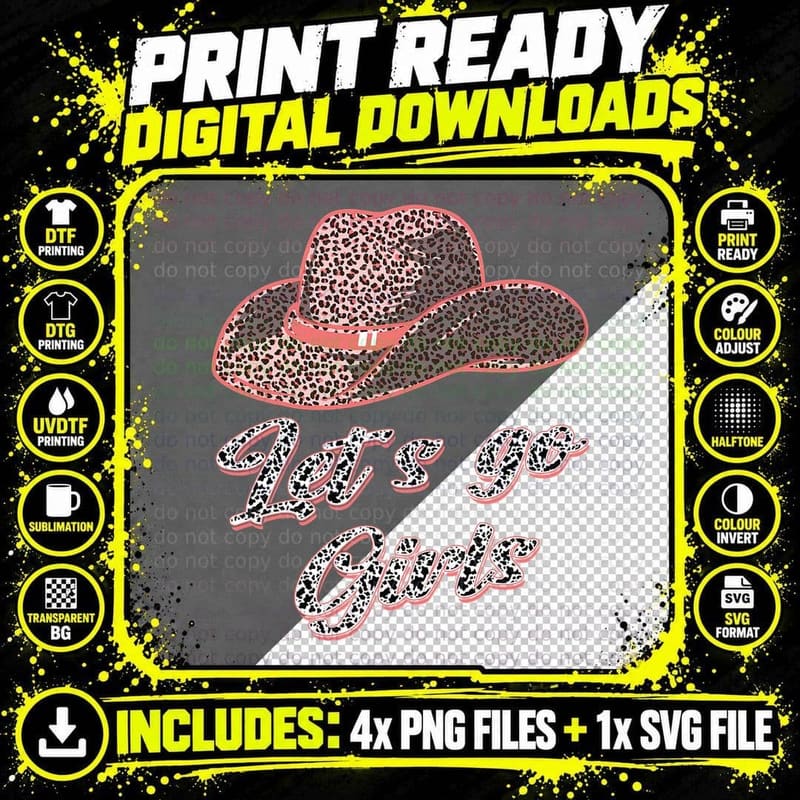 Let's Go Girls - Country Southern Western Leopard Cow Png SVG Digital Bundle