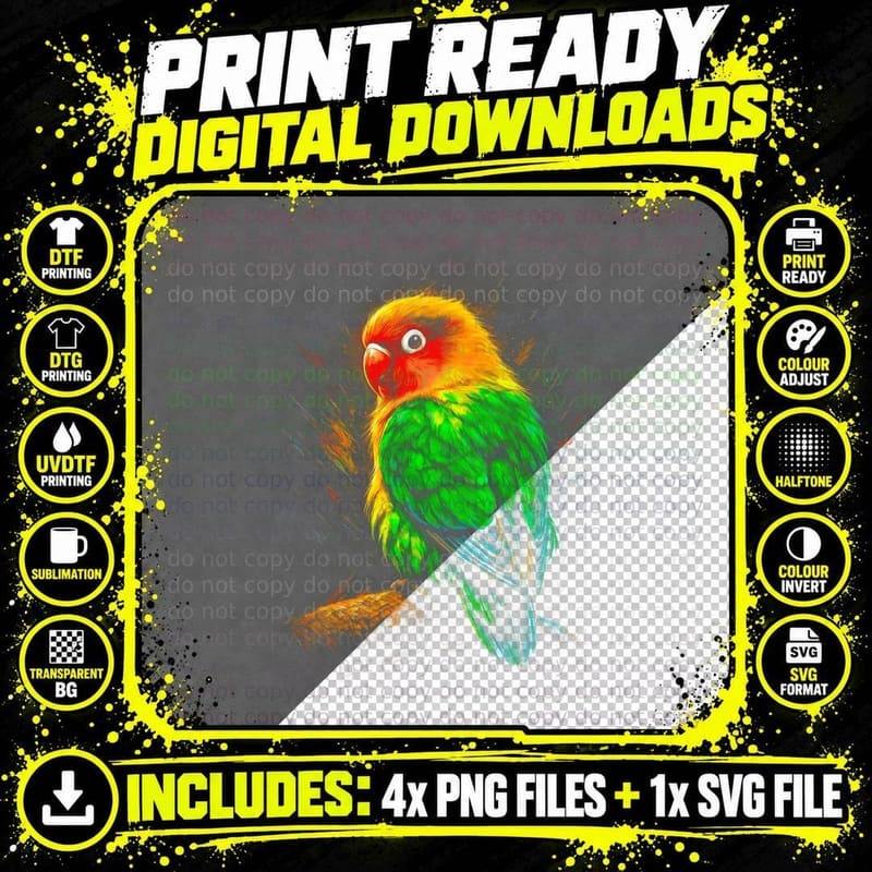 Lovebird Birdwatching Apparel, Backyard Birds Png SVG Digital Bundle