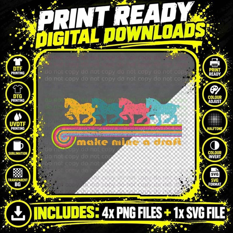 Make Mine a Draft Nickerstickers Draft Horse T-Shirt Png SVG Digital Bundle