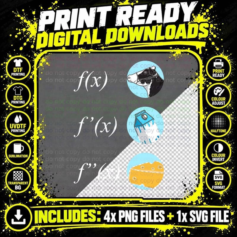 Mathematics Cowculating Derivations Funny Cow Milk Png SVG Digital Bundle