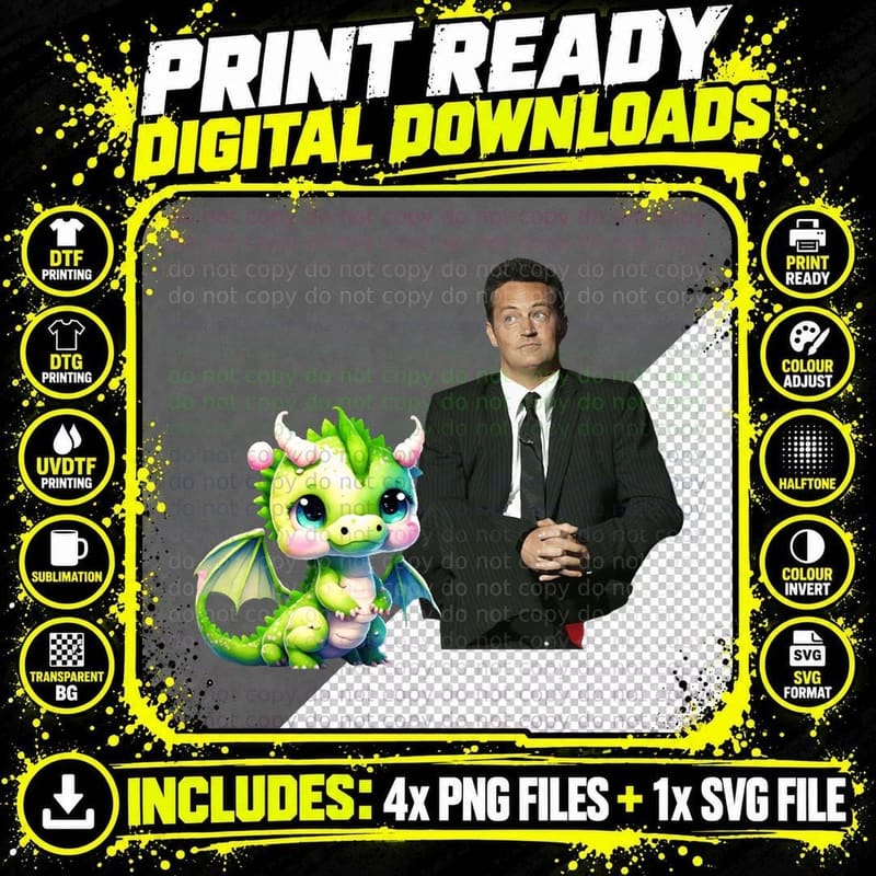 Matthew Perry Dragon T-Shirt, Funny Celebrity Png SVG Digital Bundle