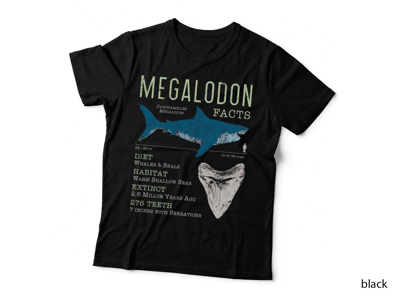 Megalodon T Shirt Meg Facts Funny Shark Lover T-Shirt Gift