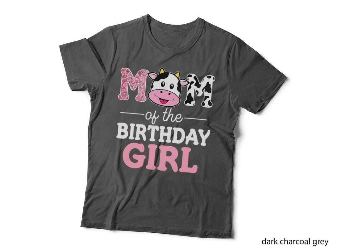 Mom of the Birthday Girl Tee, Cow Print Cattle Farm, Party Family Gift Idea