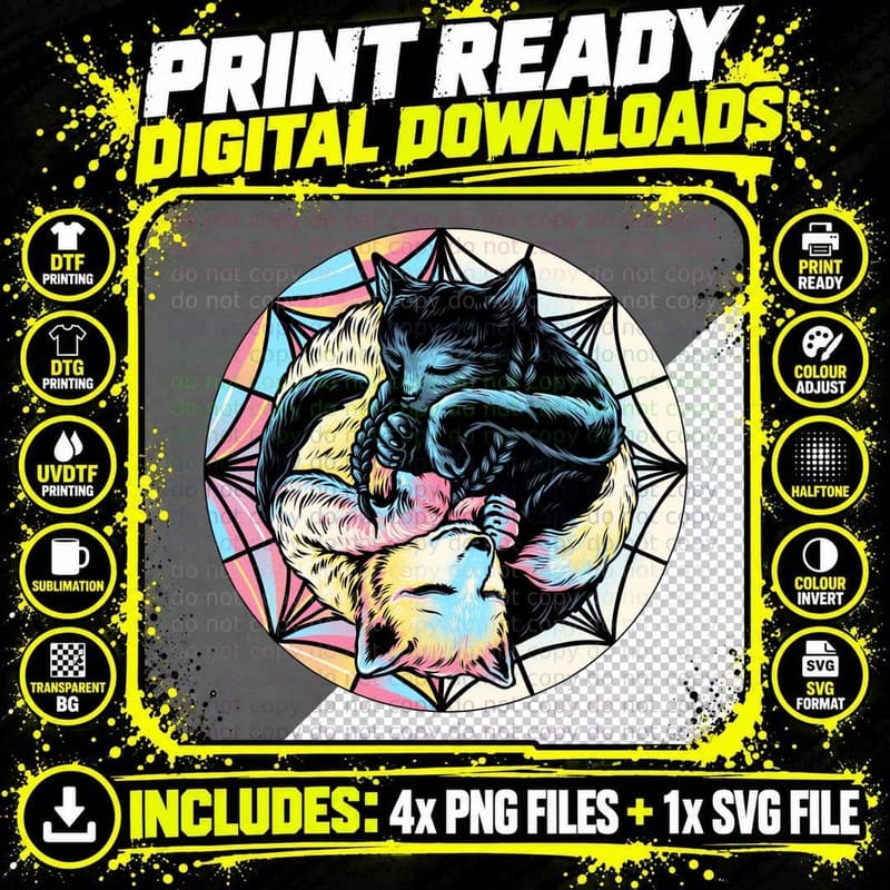 Nevermore, Black Cat, Colourful Cub, Edith Png SVG Digital Bundle