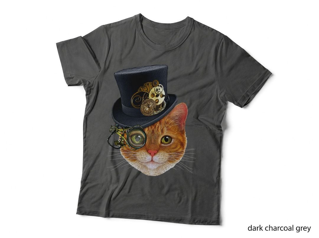 Orange Cat with Steampunk Hat and Monocle T-Shirt