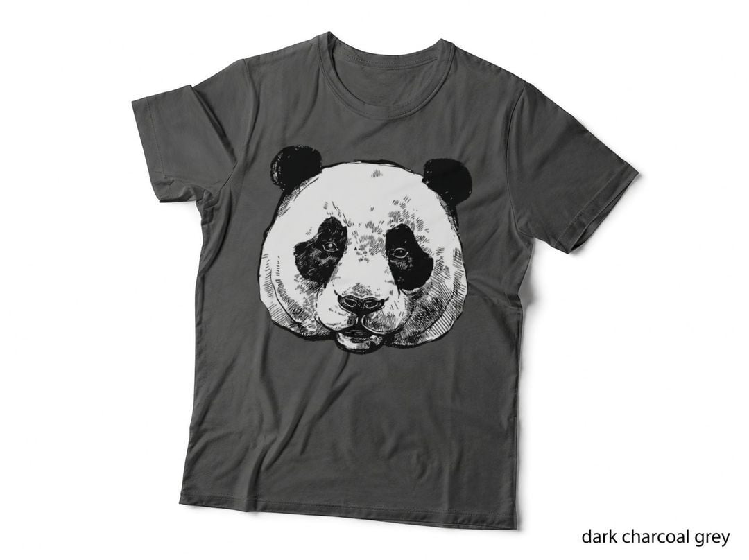 Panda Face Drawing Black & White Sketch Panda Art T-Shirt