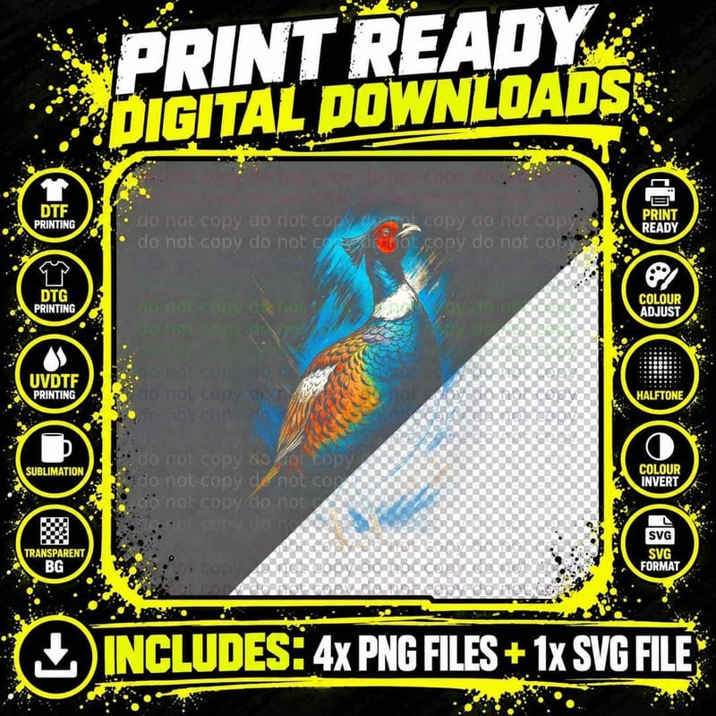 Peacock T-Shirt, Vibrant Modern Print, Bird Lover Gift Png SVG Digital Bundle