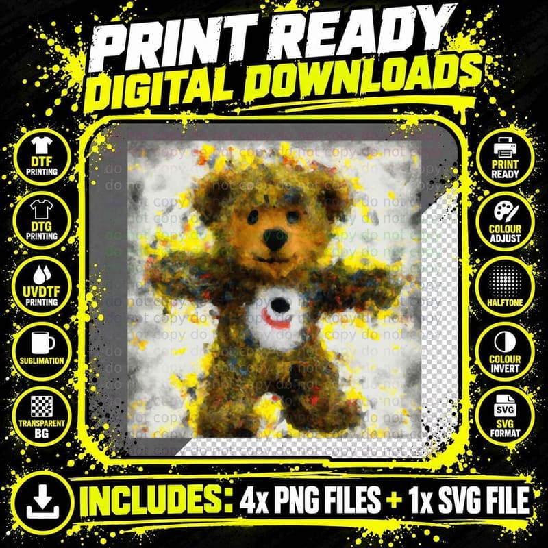 Pudsey Bear T-Shirt, Artistic Print, Charity Awareness Png SVG Digital Bundle