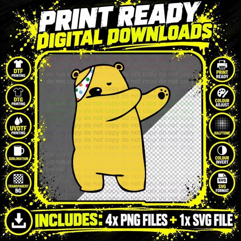 Pudsey Bear T-Shirt, Charity Awareness Png SVG Digital Bundle